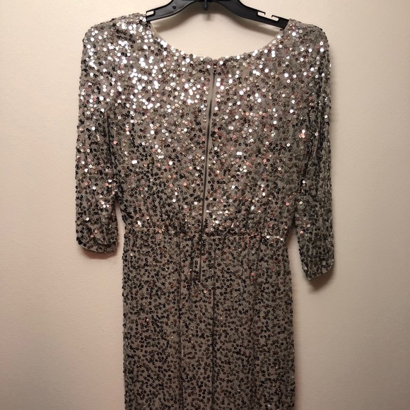 Alice & Olivia Hand Sewn Silver Sequin Cocktail Dress - Picture 4 of 9